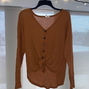 Sky & Sparrow Rustic Orange Button Up Top